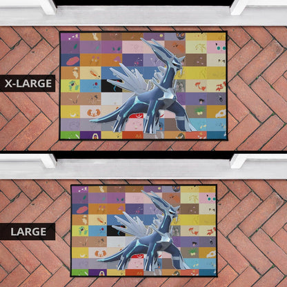 Pokemon Anime Door Mat - Legendary Mega Dialga Cute Minimalist Pokemon Face Door Mat Home Decor