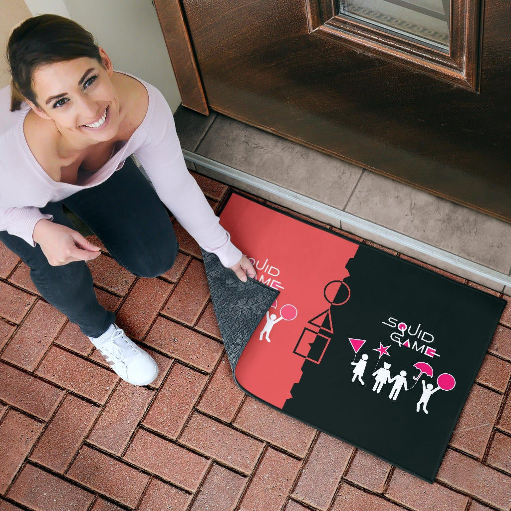 Squid Game Movie Door Mat - Dalgona Challenge Round Square Triangle Umbrella Door Mat Home Decor