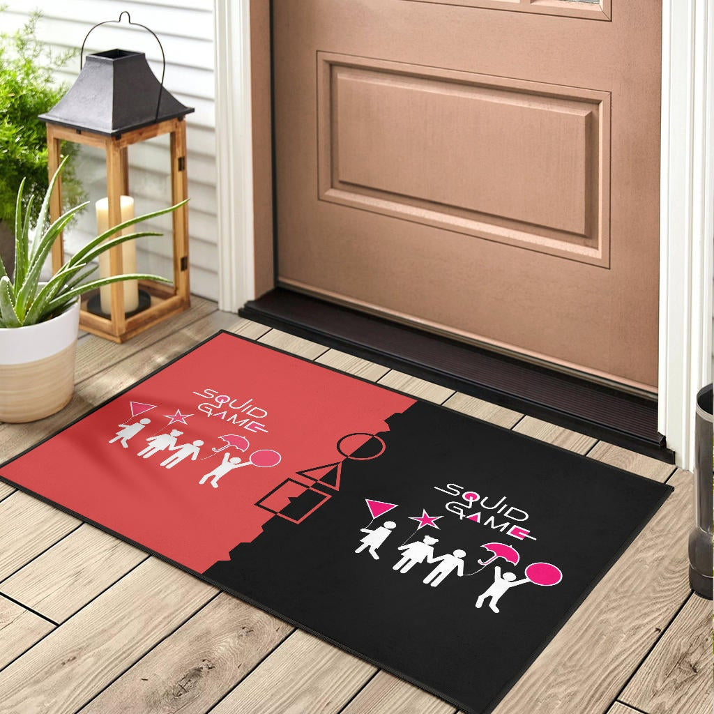 Squid Game Movie Door Mat - Dalgona Challenge Round Square Triangle Umbrella Door Mat Home Decor