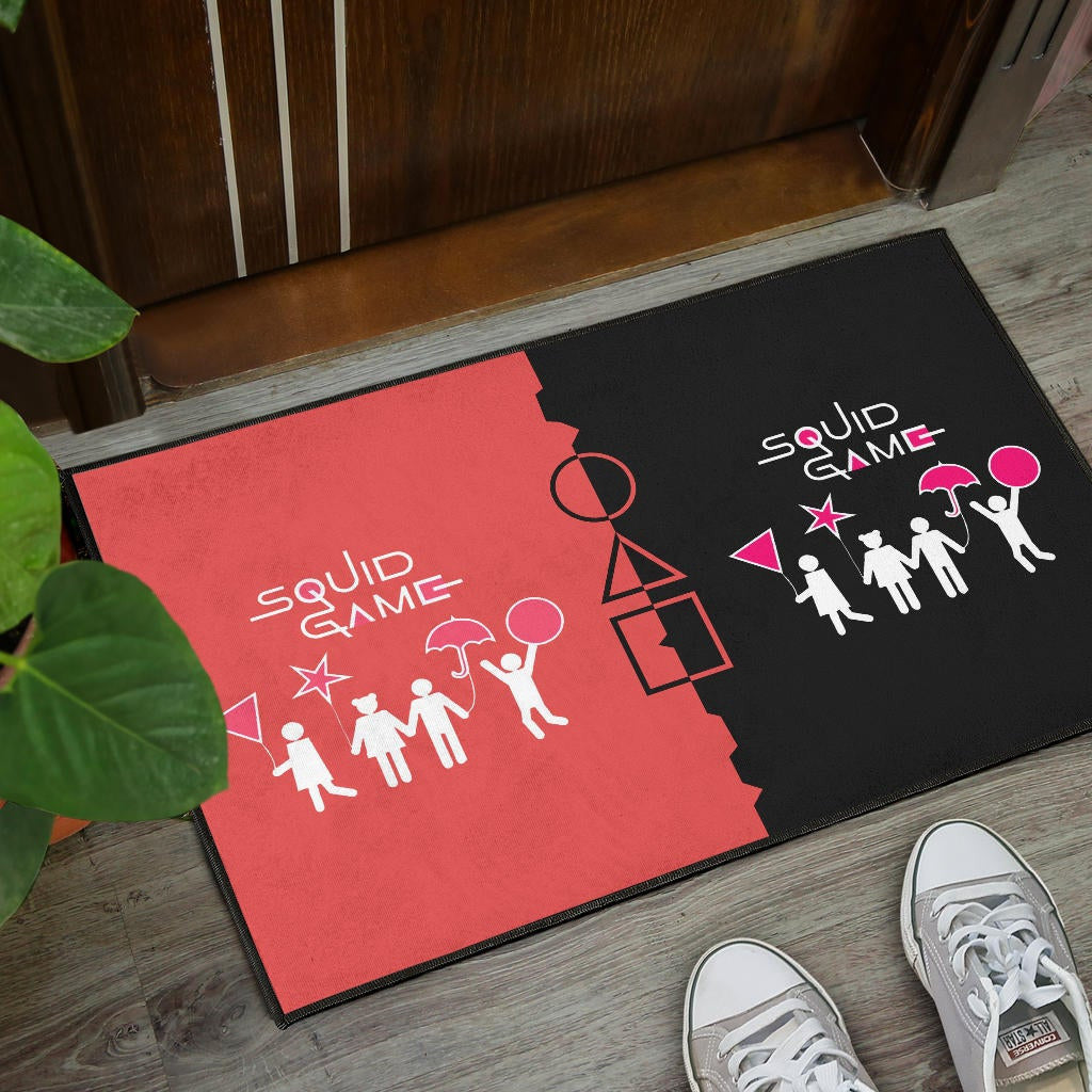 Squid Game Movie Door Mat - Dalgona Challenge Round Square Triangle Umbrella Door Mat Home Decor