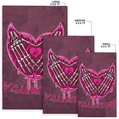 Valentine Area Rug Skeleton Hands In Melting Heart Valentine Pink Text Rugs Home Decor NT121104