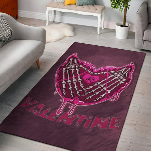 Valentine Area Rug Skeleton Hands In Melting Heart Valentine Pink Text Rugs Home Decor NT121104