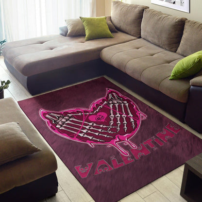 Valentine Area Rug Skeleton Hands In Melting Heart Valentine Pink Text Rugs Home Decor NT121104