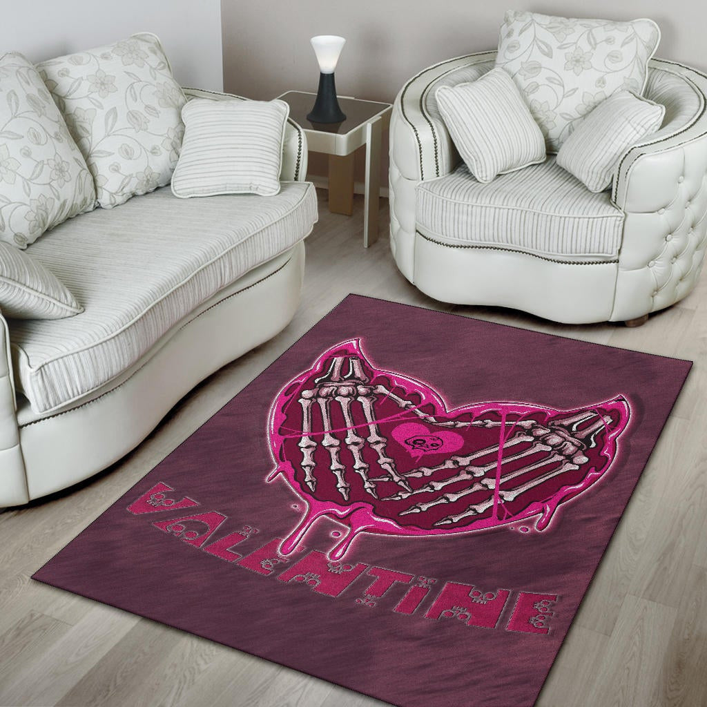 Valentine Area Rug Skeleton Hands In Melting Heart Valentine Pink Text Rugs Home Decor NT121104