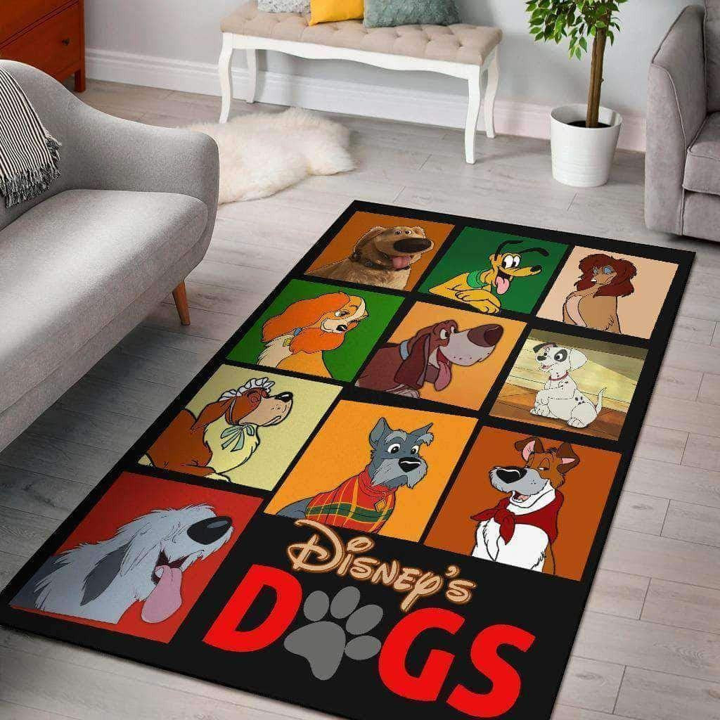 Disney Movies Rectangle Rug | Disney Dogs Characters Living Room Cartoon Floor Carpet