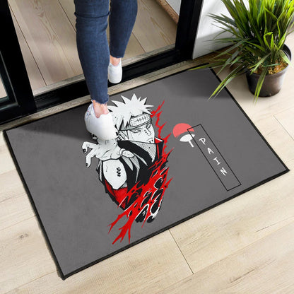 Naruto Anime Door Mat - Pain Nagato Red Black White Artwork Door Mat Home Decor