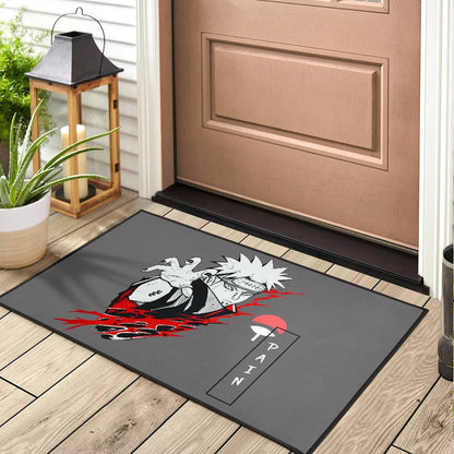 Naruto Anime Door Mat - Pain Nagato Red Black White Artwork Door Mat Home Decor