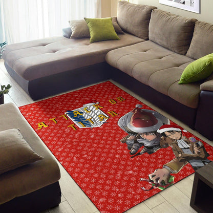 Attack On Titan Anime Area Rug - Merry Christmas Levi Ackerman Steal Gifts Rugs Home Decor