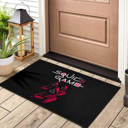 Squid Game Movie Door Mat Red Squid Worker Round Square Triangle Symbol Door Mat Home Decor