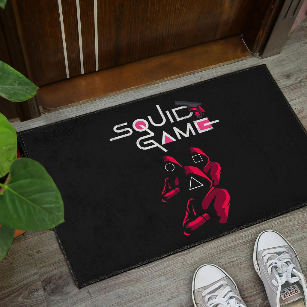Squid Game Movie Door Mat Red Squid Worker Round Square Triangle Symbol Door Mat Home Decor
