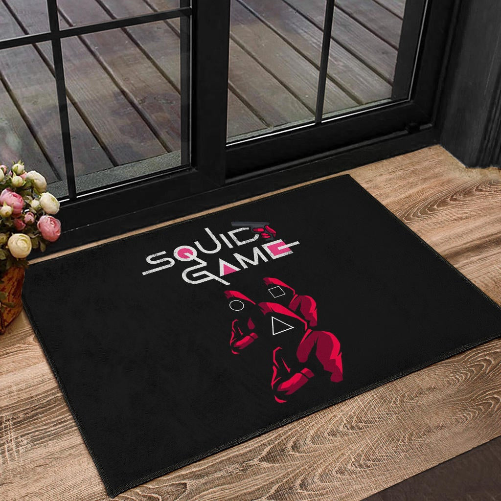 Squid Game Movie Door Mat Red Squid Worker Round Square Triangle Symbol Door Mat Home Decor