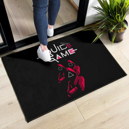 Squid Game Movie Door Mat Red Squid Worker Round Square Triangle Symbol Door Mat Home Decor