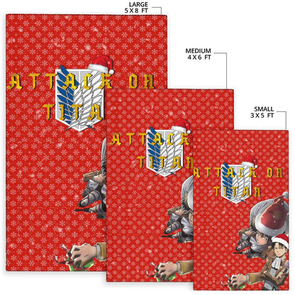 Attack On Titan Anime Area Rug - Merry Christmas Levi Ackerman Steal Gifts Rugs Home Decor