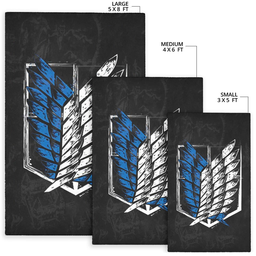 Attack On Titan Anime Area Rug - Wings Of Freedom Symbol Dark Artwork Rugs Home Decor