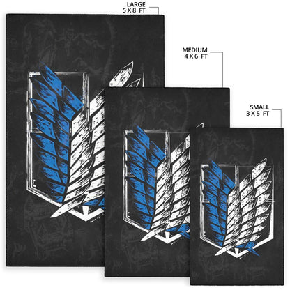 Attack On Titan Anime Area Rug - Wings Of Freedom Symbol Dark Artwork Rugs Home Decor