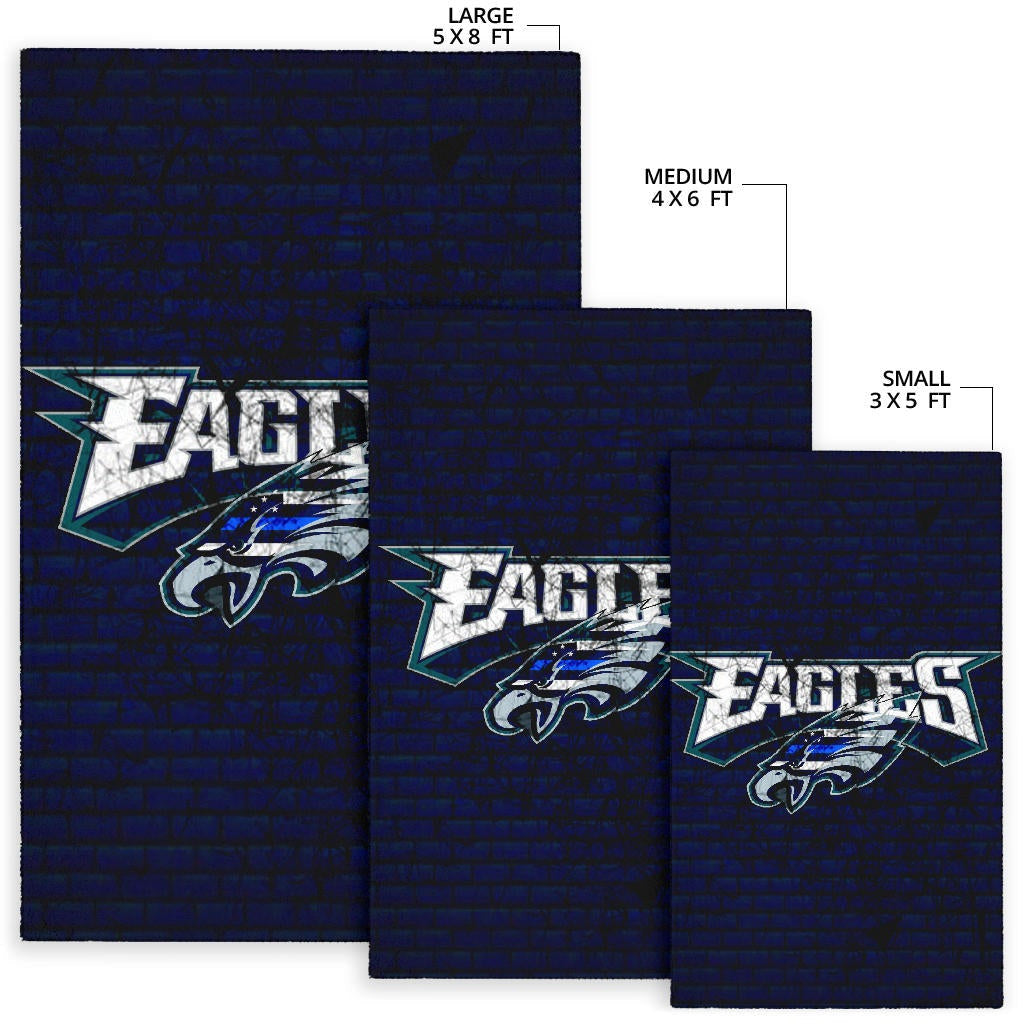 Philadelphia Eagles American Football Team Area Rug Sharp Eagle Head US Flag Blue Brick Wall Rugs Home Decor