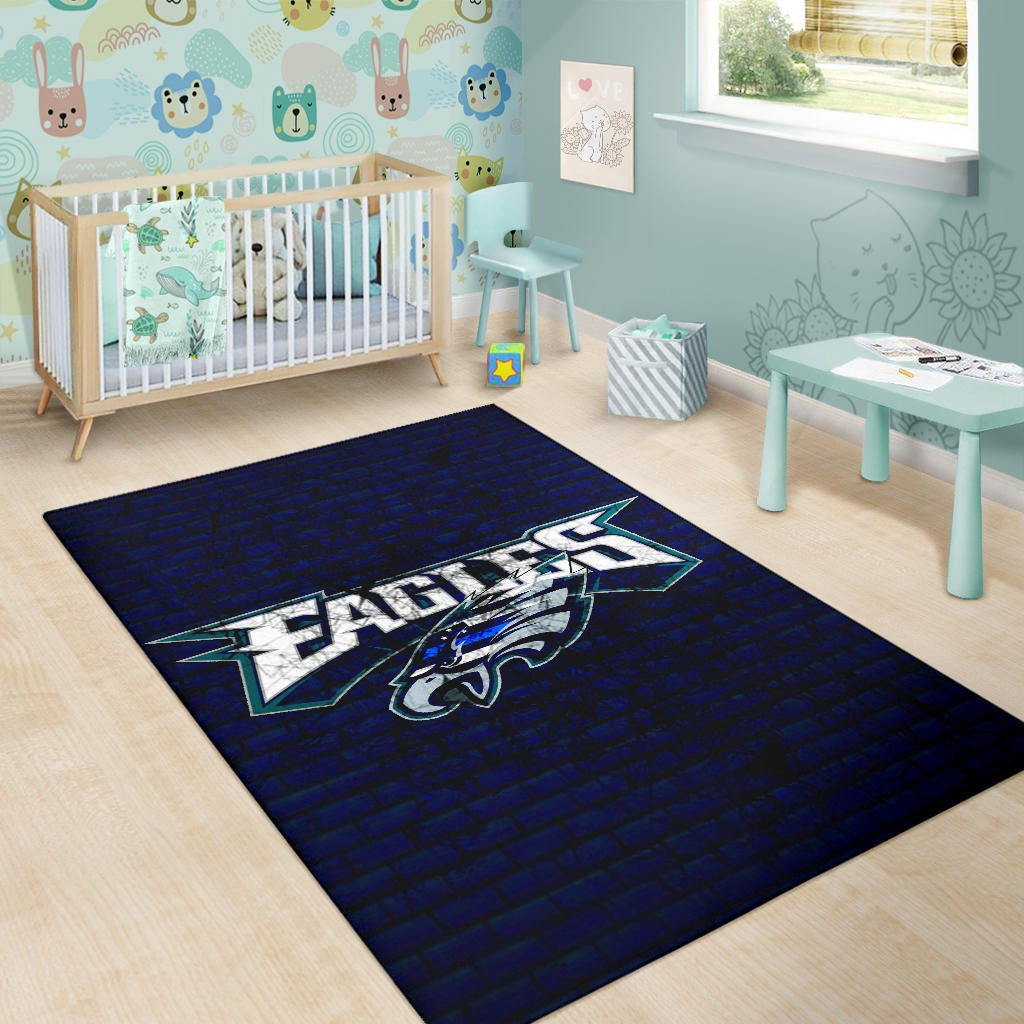 Philadelphia Eagles American Football Team Area Rug Sharp Eagle Head US Flag Blue Brick Wall Rugs Home Decor