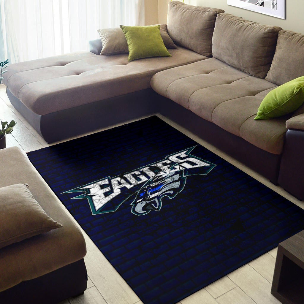 Philadelphia Eagles American Football Team Area Rug Sharp Eagle Head US Flag Blue Brick Wall Rugs Home Decor