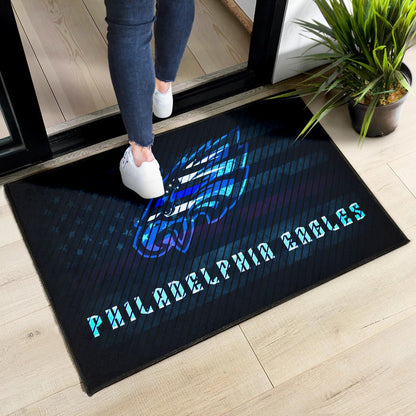 Philadelphia Eagles American Football Team Door Mat Blue Neon Eagle Head US Flag Underground Door Mat Home Decor