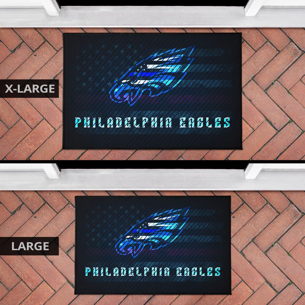 Philadelphia Eagles American Football Team Door Mat Blue Neon Eagle Head US Flag Underground Door Mat Home Decor