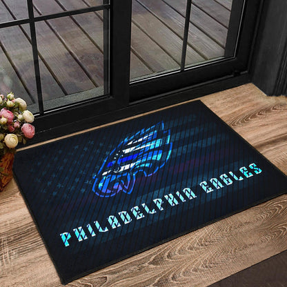 Philadelphia Eagles American Football Team Door Mat Blue Neon Eagle Head US Flag Underground Door Mat Home Decor