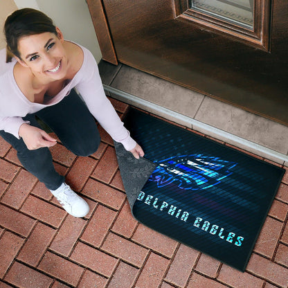 Philadelphia Eagles American Football Team Door Mat Blue Neon Eagle Head US Flag Underground Door Mat Home Decor
