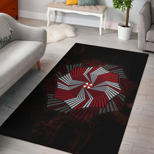 Resident Evil Game Area Rug - Umbrella Corp Symbol Spiral Rugs Home Decor