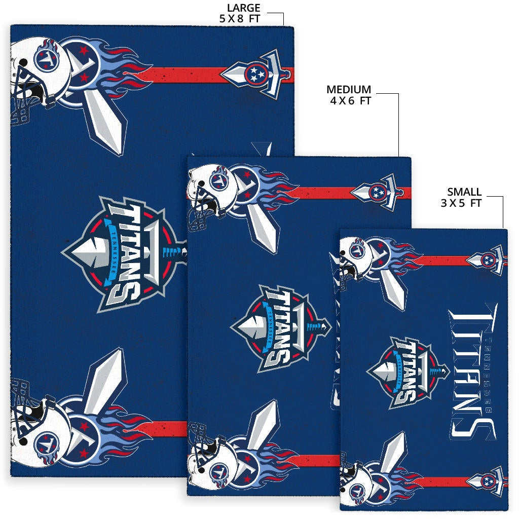Tennessee Titans American Football Team Area Rug Titans Symbol Helmets With Flaming Ball Shield And Sword Rugs Home Decor
