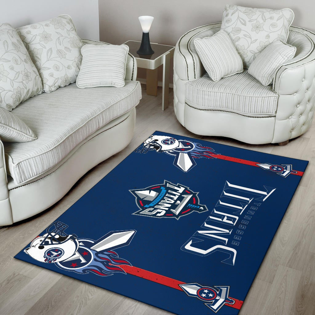 Tennessee Titans American Football Team Area Rug Titans Symbol Helmets With Flaming Ball Shield And Sword Rugs Home Decor