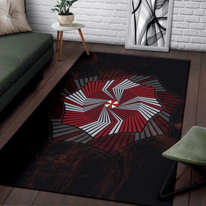 Resident Evil Game Area Rug - Umbrella Corp Symbol Spiral Rugs Home Decor