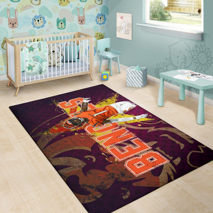 Cincinnati Bengals American Football Team Area Rug Ja'Marr Chase Yellow Star Grrr Bengal Rugs Home Decor