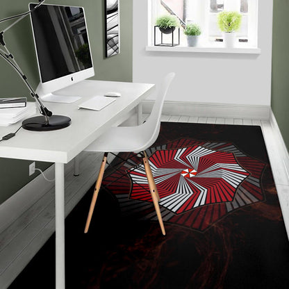 Resident Evil Game Area Rug - Umbrella Corp Symbol Spiral Rugs Home Decor