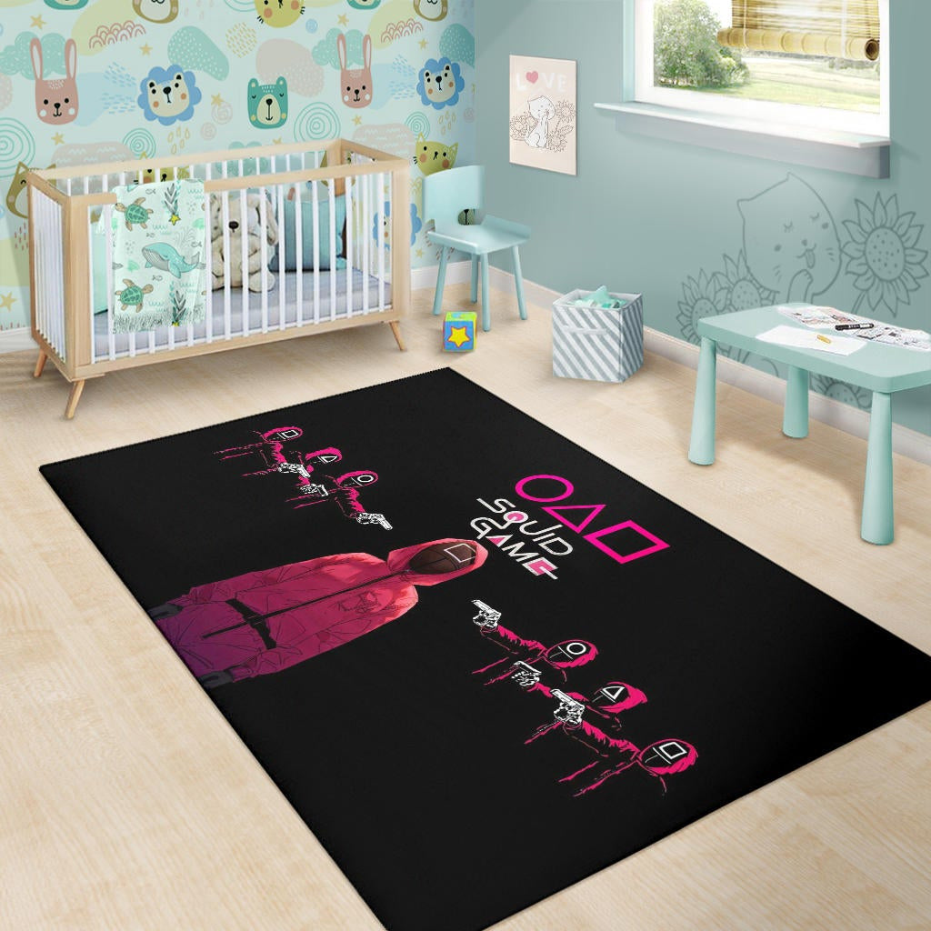 Squid Game Movie Area Rug Squid Worker Spy Attacked By Others Artwork Rugs Home Decor