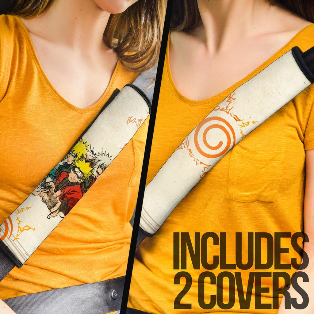 Naruto Anime Seat Belt Covers - Naruto Minato And Jiraiya Vintage Background Belt Covers
