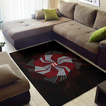 Resident Evil Game Area Rug - Umbrella Corp Symbol Spiral Rugs Home Decor