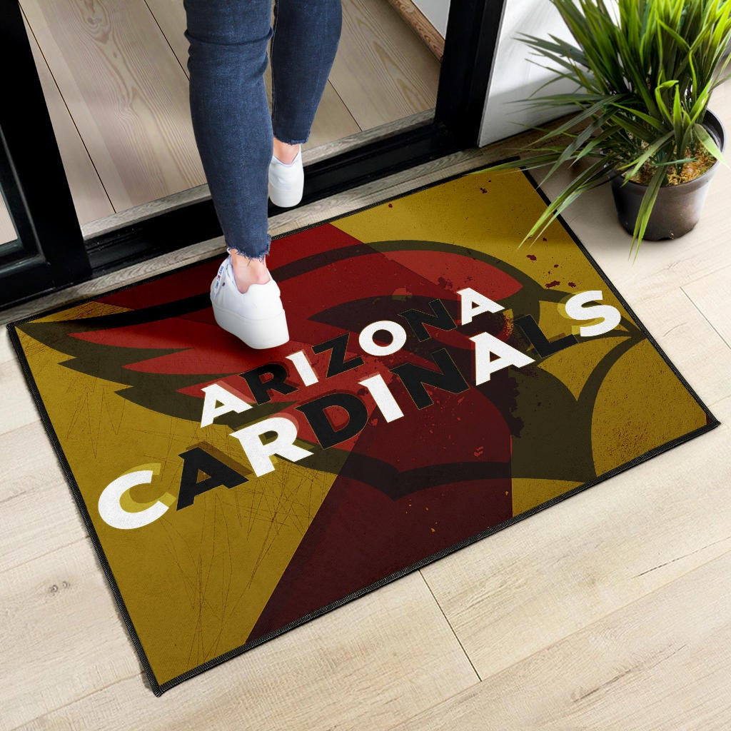 American Football Team Door Mat - Arizona Cardinals Yellow Red Shadow Door Mat Home Decor