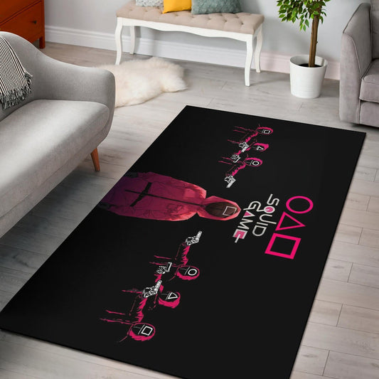 Squid Game Movie Area Rug Squid Worker Spy Attacked By Others Artwork Rugs Home Decor