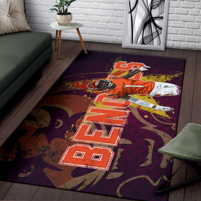 Cincinnati Bengals American Football Team Area Rug Ja'Marr Chase Yellow Star Grrr Bengal Rugs Home Decor