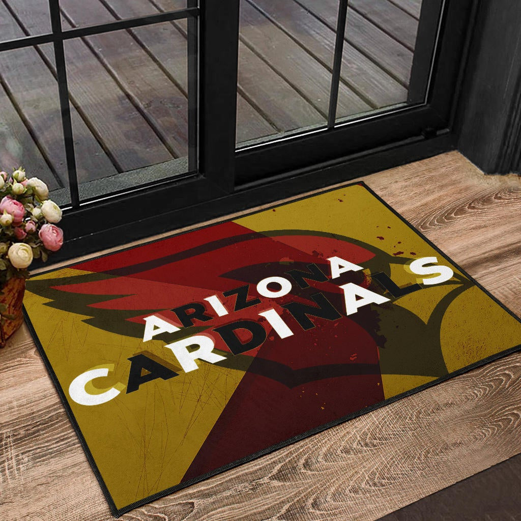 American Football Team Door Mat - Arizona Cardinals Yellow Red Shadow Door Mat Home Decor