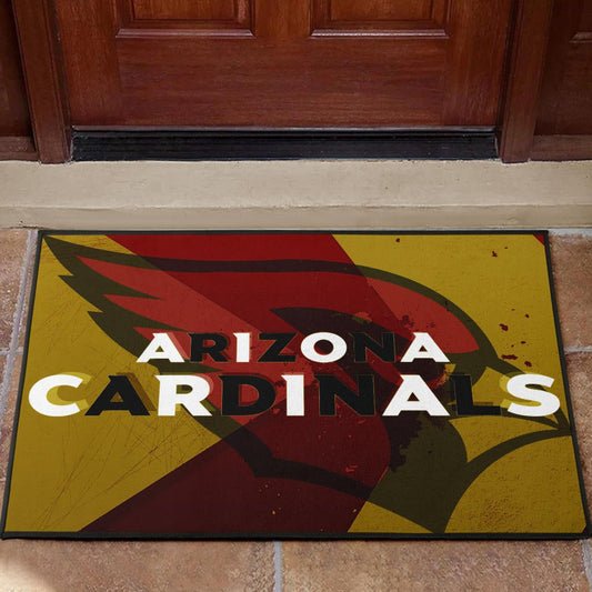 American Football Team Door Mat - Arizona Cardinals Yellow Red Shadow Door Mat Home Decor