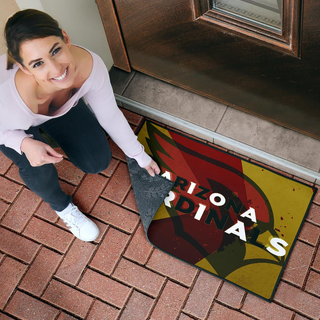 American Football Team Door Mat - Arizona Cardinals Yellow Red Shadow Door Mat Home Decor