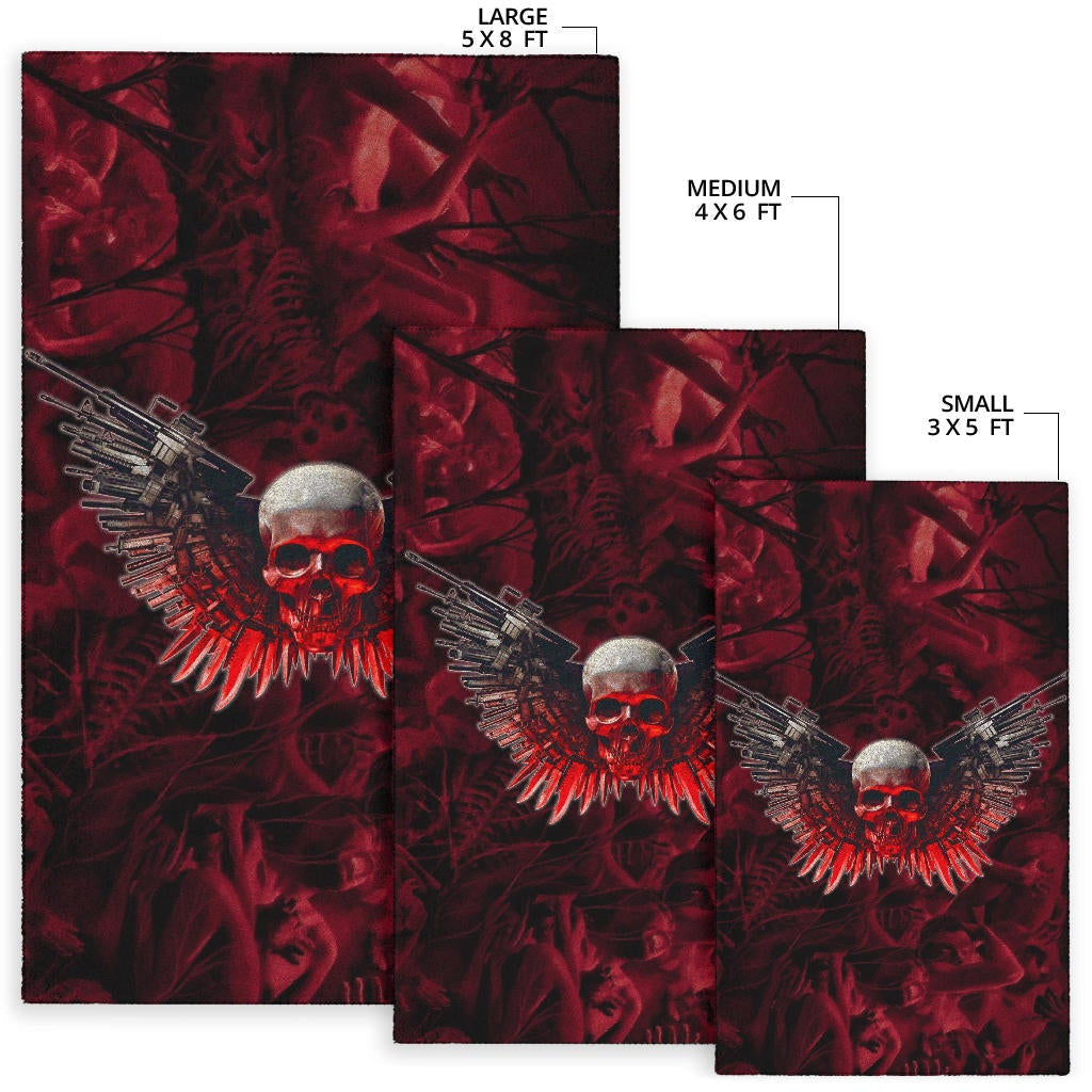 Skull Area Rug - Powerful Skull With Wings And Red Victim Souls Rugs Home Decor