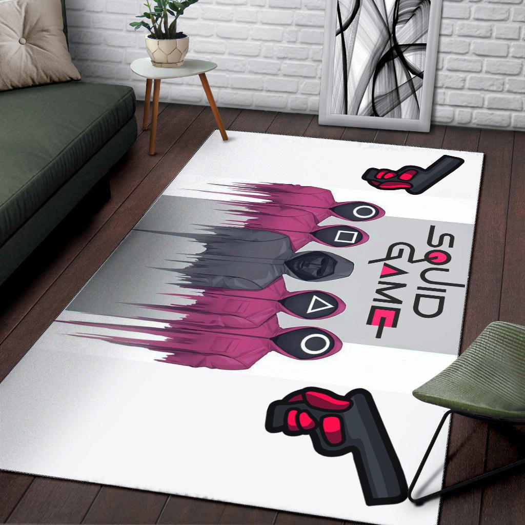 Squid Game Movie Area Rug Squid Worker With Black Masked Man Boss Rugs Home Decor