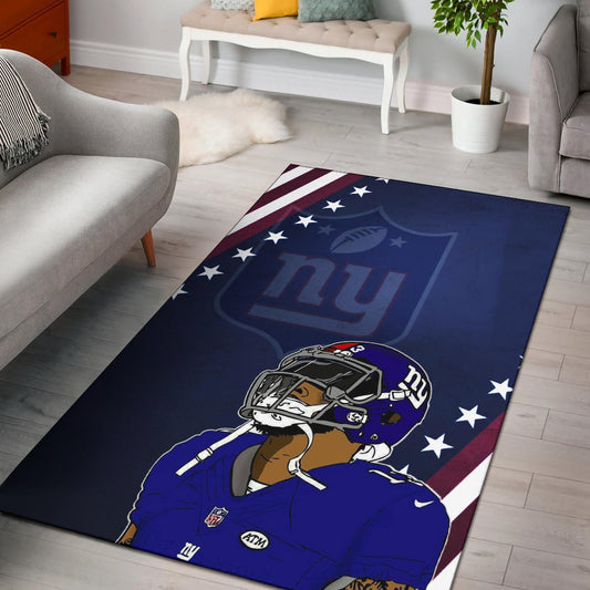 New York Giants American Football Team Area Rug Odell Beckham Jr Colored Artwork Flag Star Patterns Rugs Home Decor
