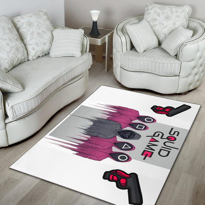 Squid Game Movie Area Rug Squid Worker With Black Masked Man Boss Rugs Home Decor