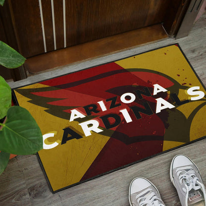 American Football Team Door Mat - Arizona Cardinals Yellow Red Shadow Door Mat Home Decor