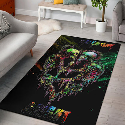 Valentine Area Rug - Skeleton Couple Colorful Rainbow Bright Smoke Rugs Home Decor