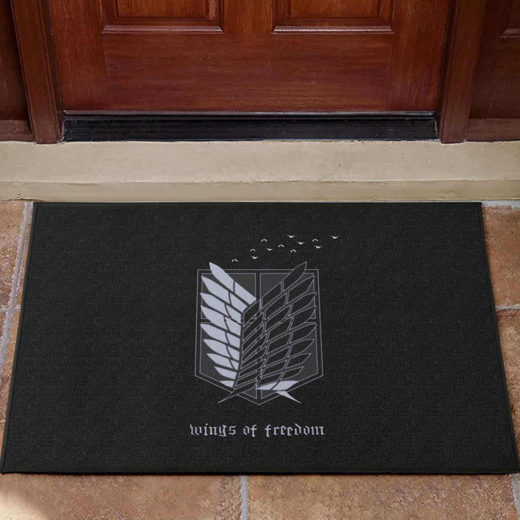 Attack On Titan Anime Door Mat - Wings Of Freedom Black And White Galaxy Door Mat Home Decor