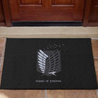 Attack On Titan Anime Door Mat - Wings Of Freedom Black And White Galaxy Door Mat Home Decor