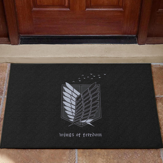 Attack On Titan Anime Door Mat - Wings Of Freedom Black And White Galaxy Door Mat Home Decor